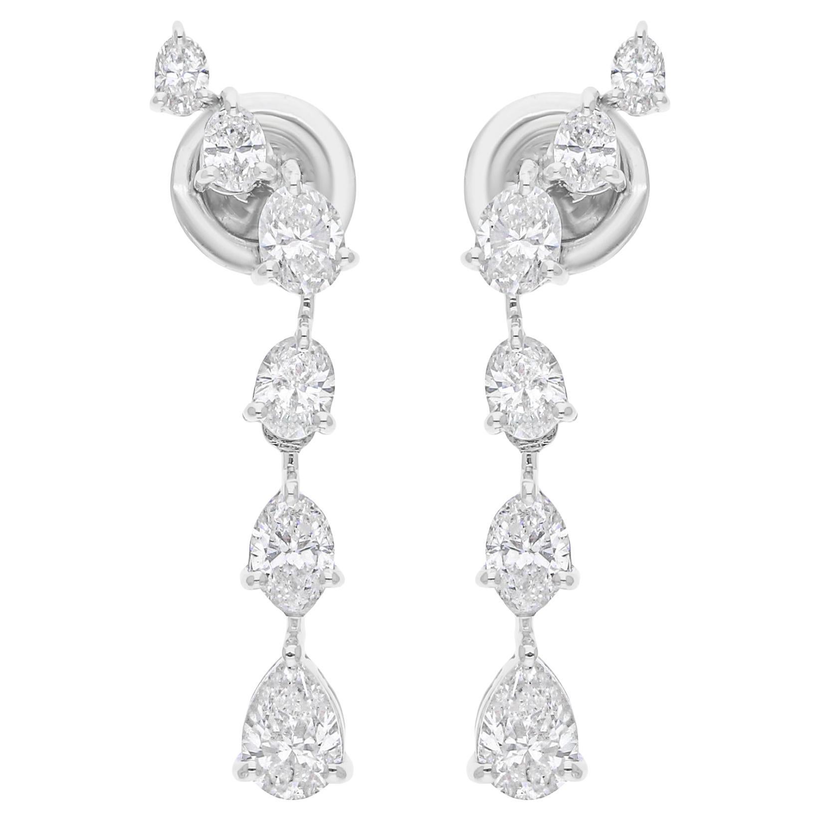 Natural 2.04 Carat SI/H Oval Shape Diamond Earrings 18 Karat White Gold Jewelry