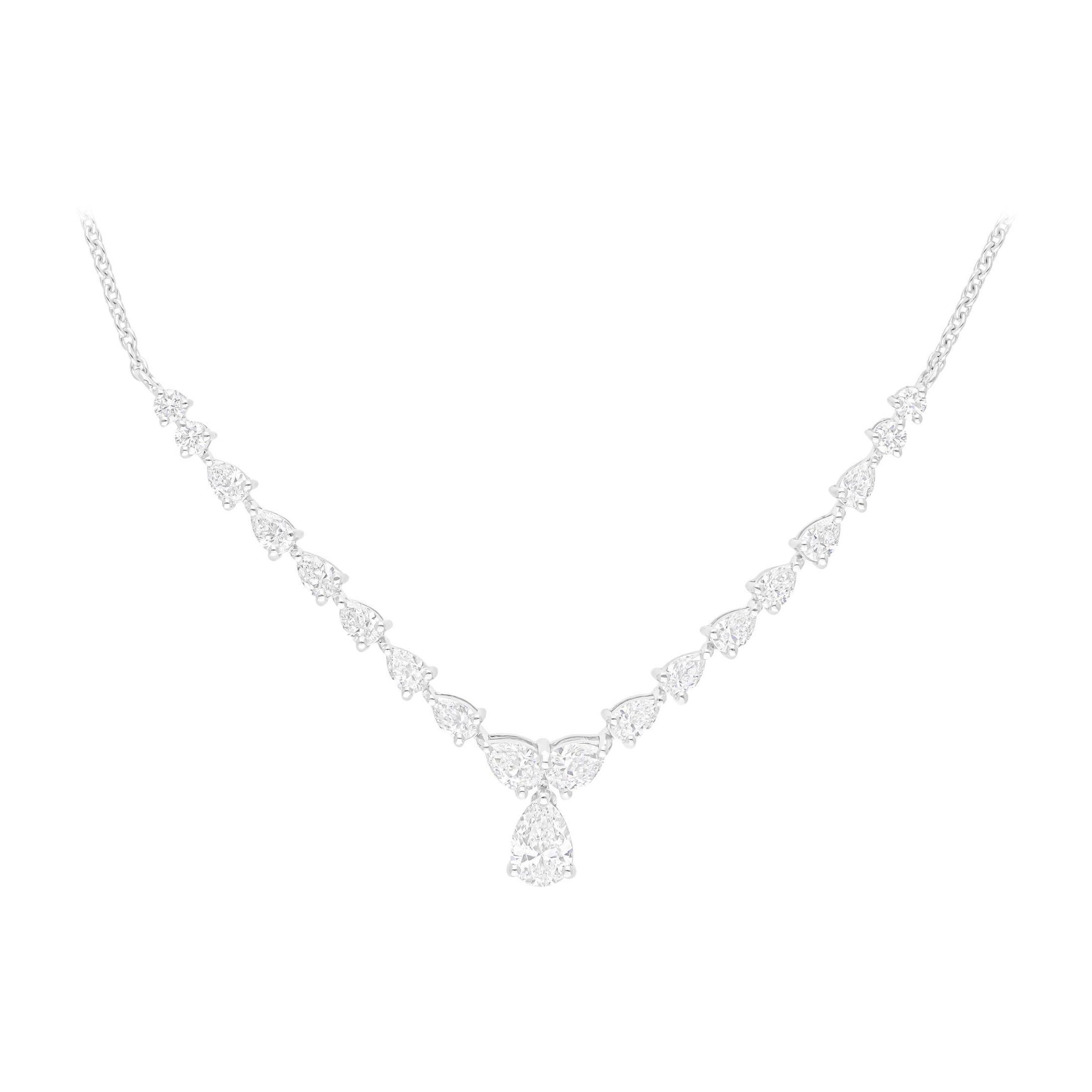 Collier en or blanc 14 carats avec diamants naturels en forme de poire de 2,04 carats SI/H