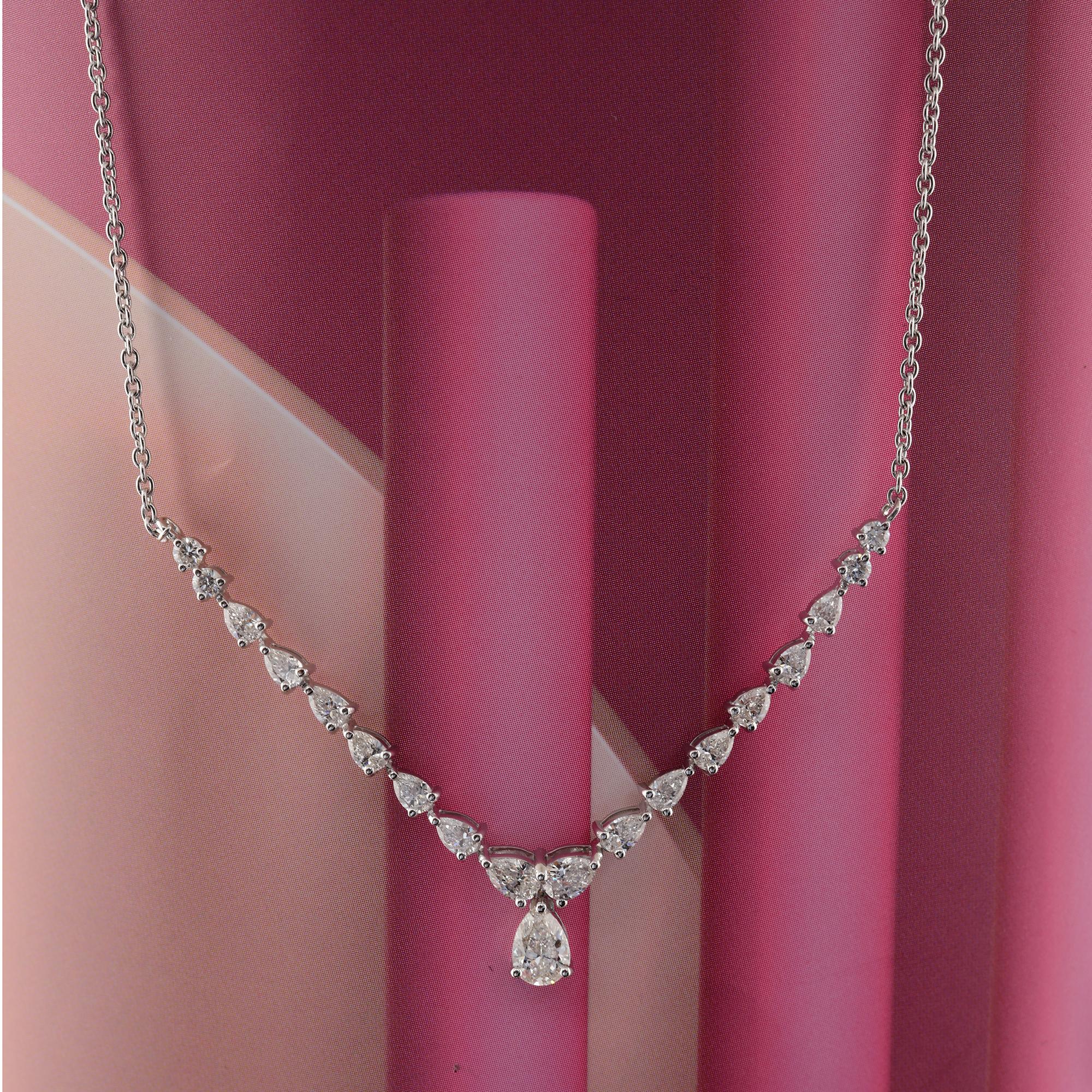 Modern Natural 2.04 Carat SI/H Pear Shape Diamond Necklace 18 Karat White Gold Jewelry For Sale