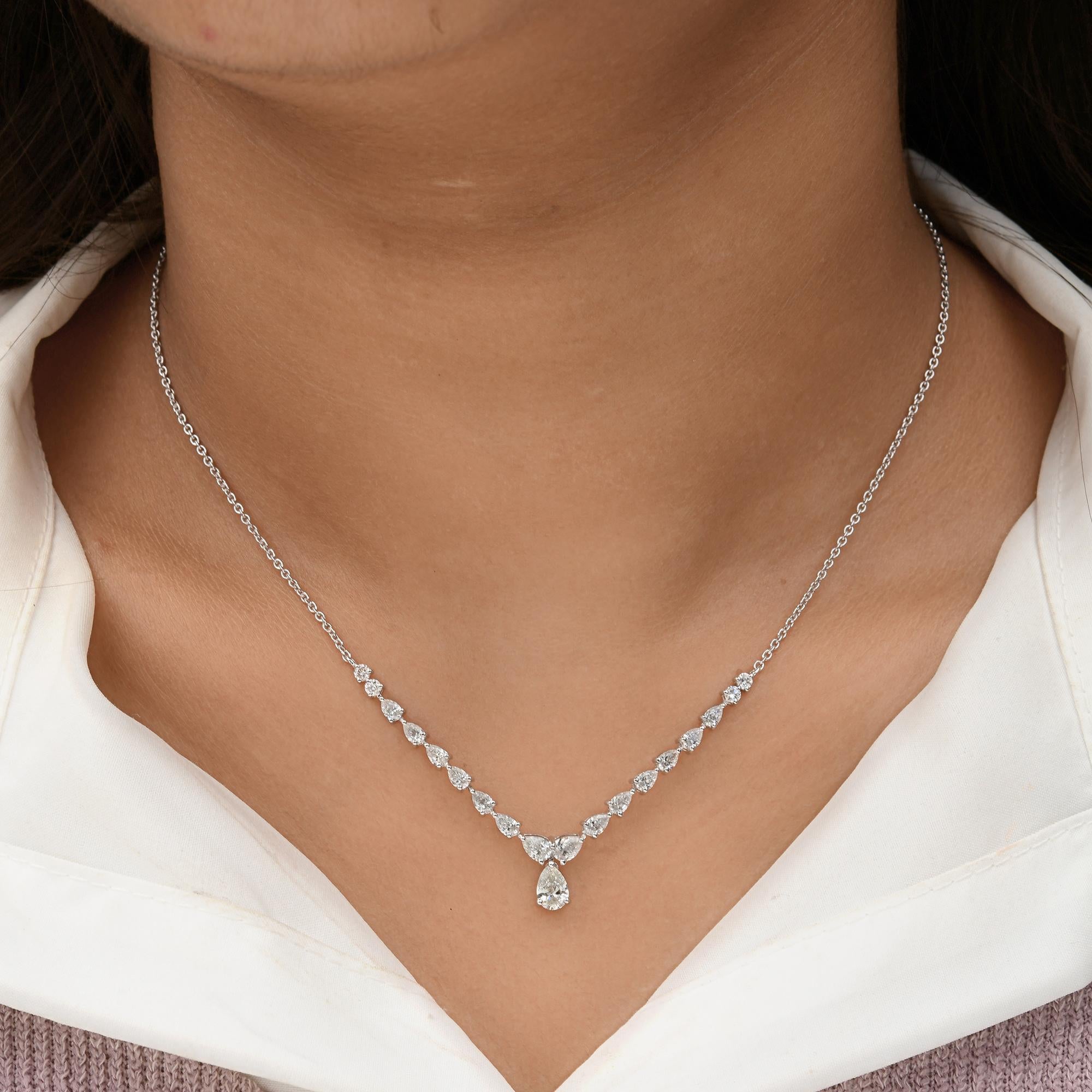 Pear Cut Natural 2.04 Carat SI/H Pear Shape Diamond Necklace 18 Karat White Gold Jewelry For Sale