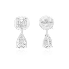 Pendientes con diamantes naturales de 2,05 quilates, claridad SI y color HI, en oro blanco de 18 quilates