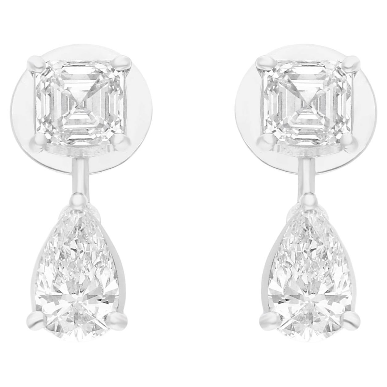 Natural 2.05 Carat SI Clarity HI Color Diamond Earrings 18 Karat White Gold