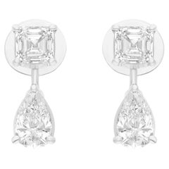 Natural 2.05 Carat SI Clarity HI Color Diamond Earrings 18 Karat White Gold