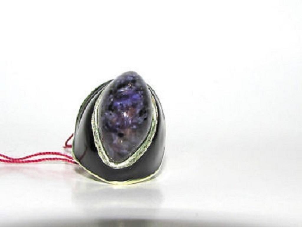 Natural 20.75 Carat Purple Jade Diamond Ring Modern 2