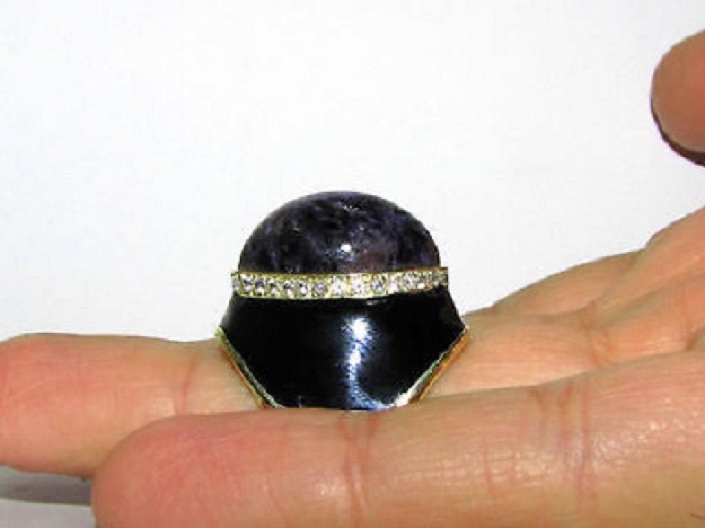 Natural 20.75 Carat Purple Jade Diamond Ring Modern 3