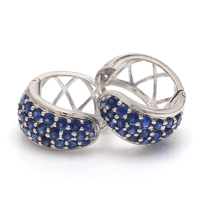 Pendientes de zafiro azul natural de 2,08 cts en oro de 14k en Nuevo estado para la venta en New York, NY
