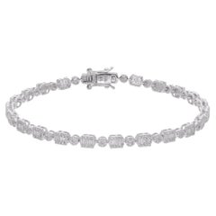 Pulsera de tenis con racimo de diamantes naturales de 2,09 quilates Joyas de oro blanco de 14 quilates