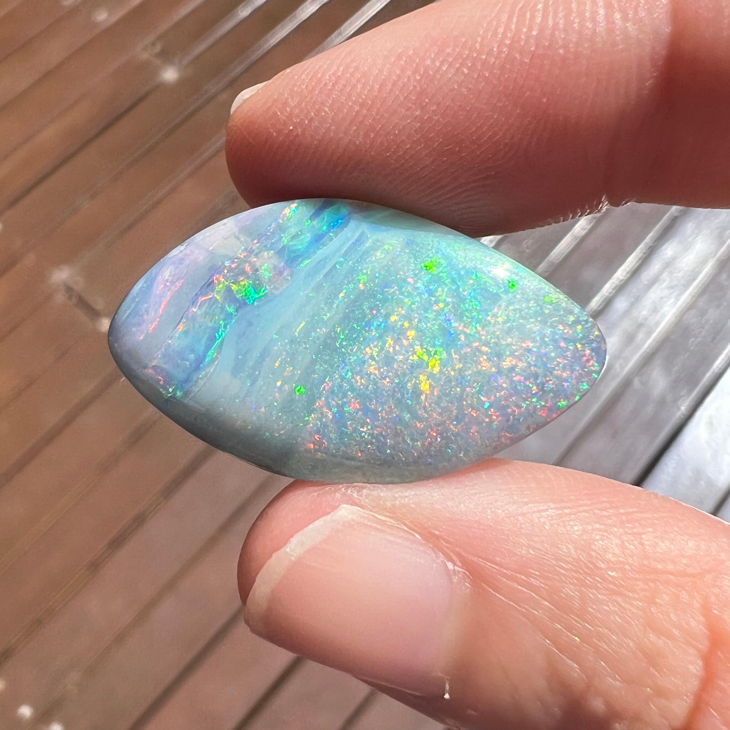 Women's Natural 20.94 Ct Australian rainbow boulder opal mined by Sue Cooper For Sale