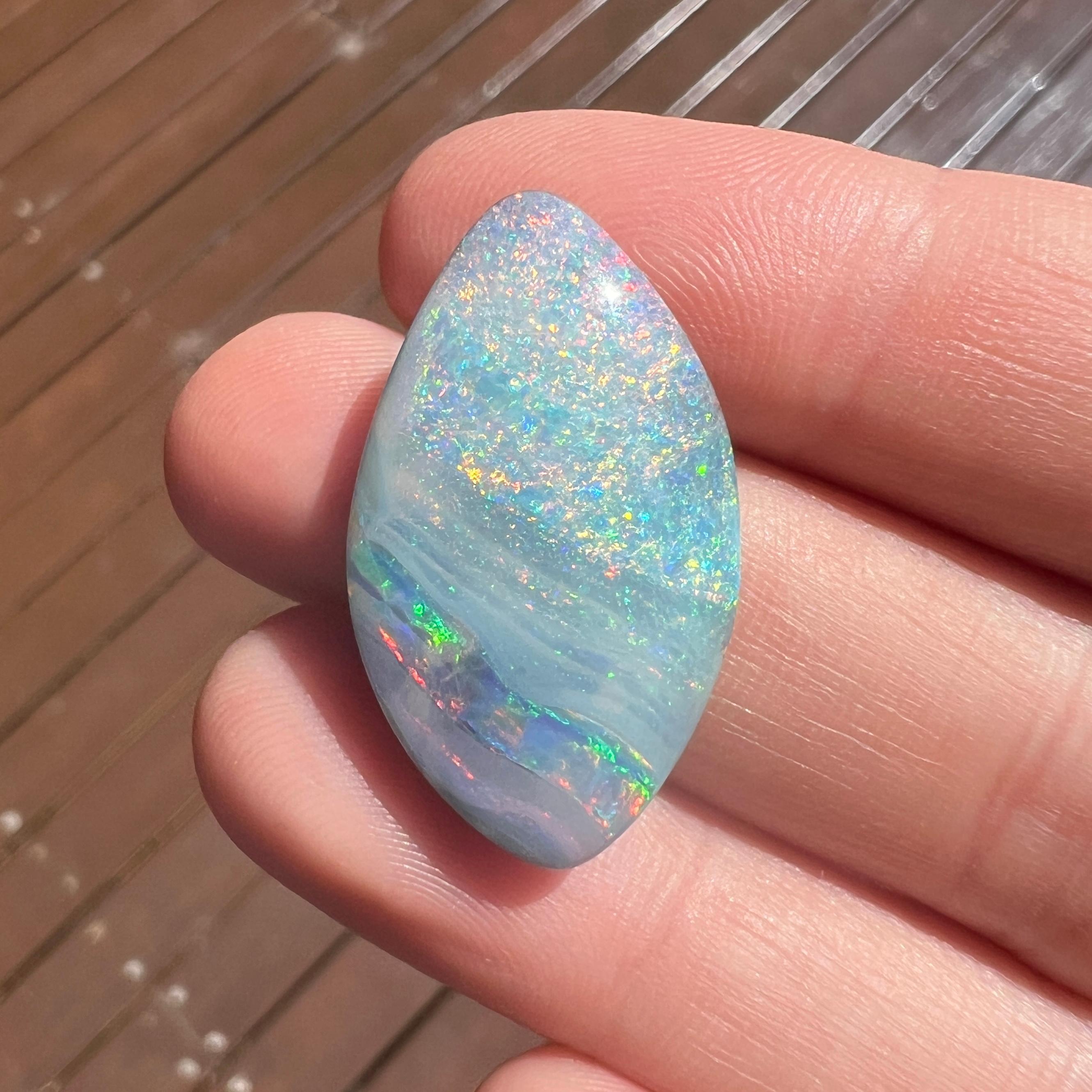 Natural 20.94 Ct Australian rainbow boulder opal mined by Sue Cooper For Sale 1