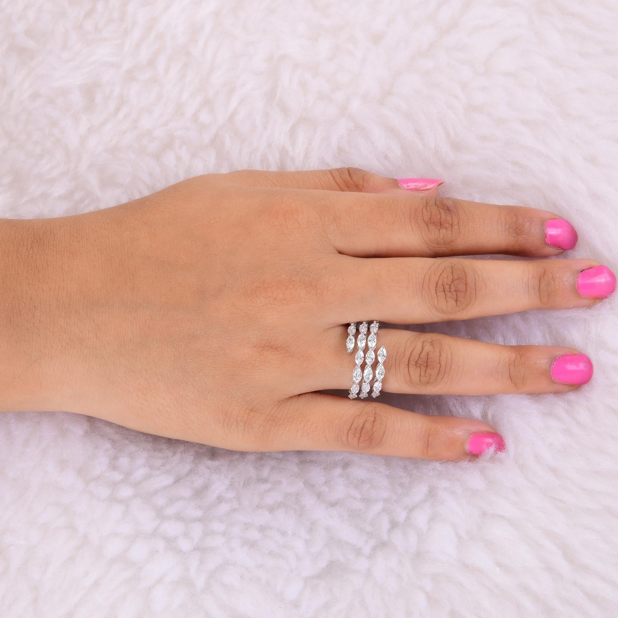 Im Angebot: Natürliche 2,1 Karat Marquise Diamant Breite Band Ring 14 Karat Weißgold-Schmuck () 2