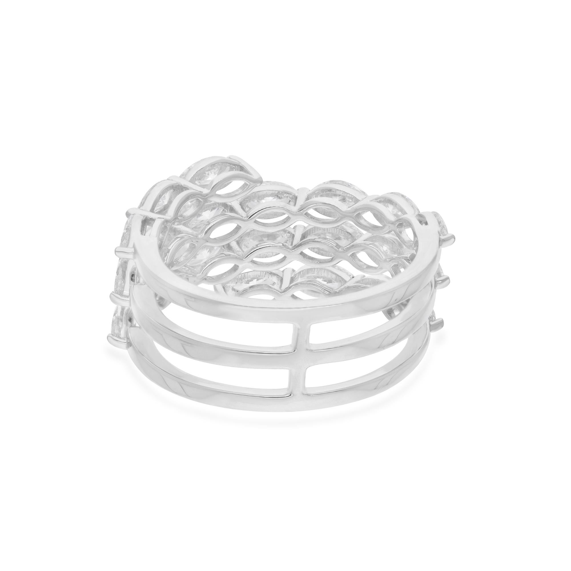 Im Angebot: Natürliche 2,1 Karat Marquise Diamant Breite Band Ring 14 Karat Weißgold-Schmuck () 4