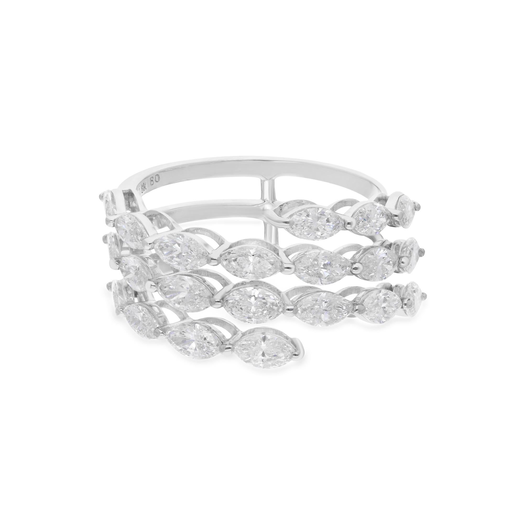 Nature 2.1 Carat Marquise Diamond Wide Band Ring 14 Karat White Gold Jewelry