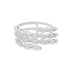 Nature 2.1 Carat Marquise Diamond Wide Band Ring 14 Karat White Gold Jewelry