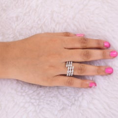 Natural 2.1 Carat Marquise Diamond Wide Band Ring 18 Karat White Gold Jewelry