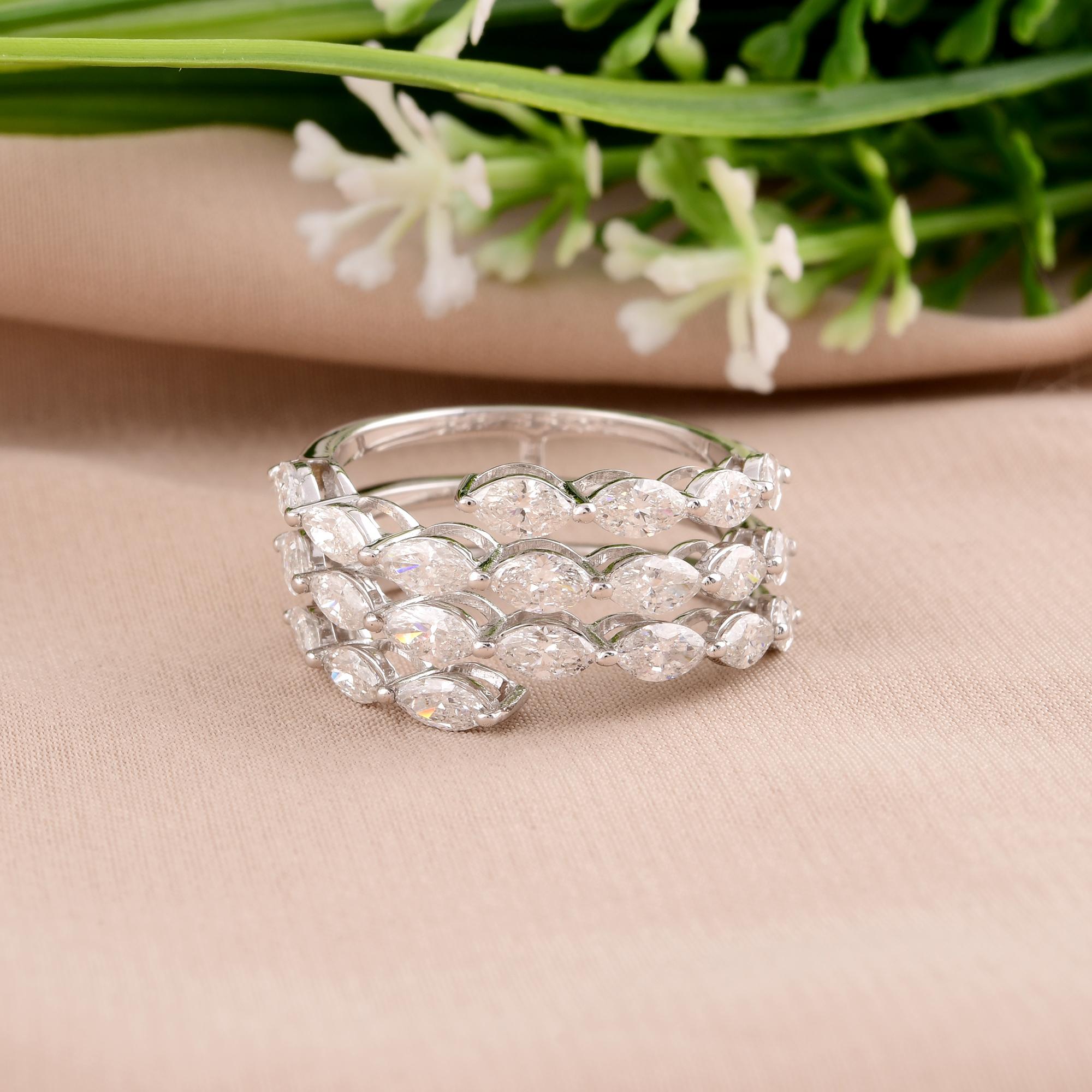 in vendita:  Anello a fascia larga con diamante marquise naturale da 2,1 carati Gioielli in oro bianco 18 carati 3