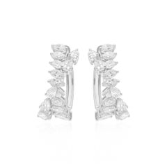 Nature 2.1 Carat Pear
Round Diamond Hoop Earrings 14 Karat White Gold Jewelry