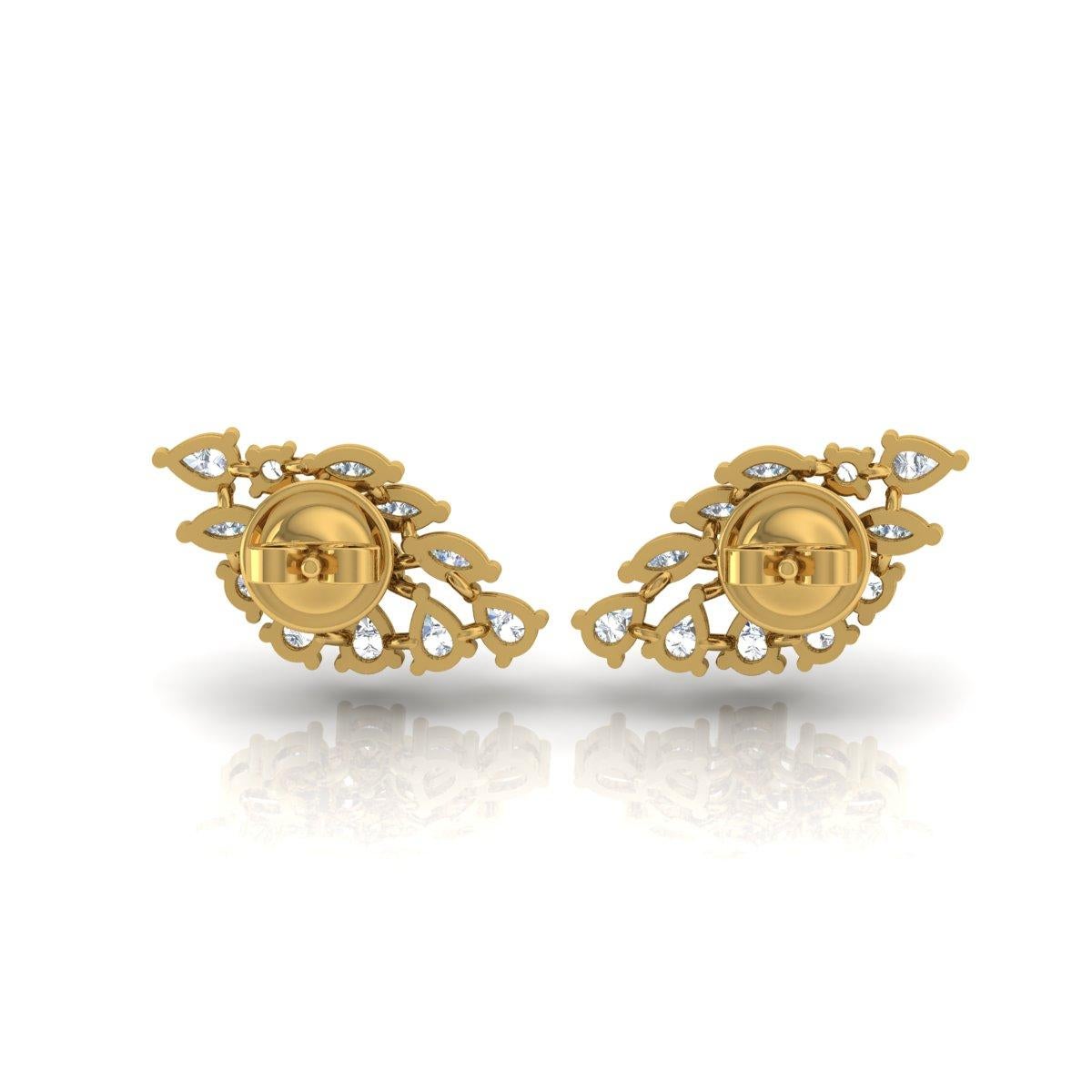 Modern Natural 2.1 Carat SI/H Marquise Pear Round Diamond Earrings 18 Karat Yellow Gold For Sale
