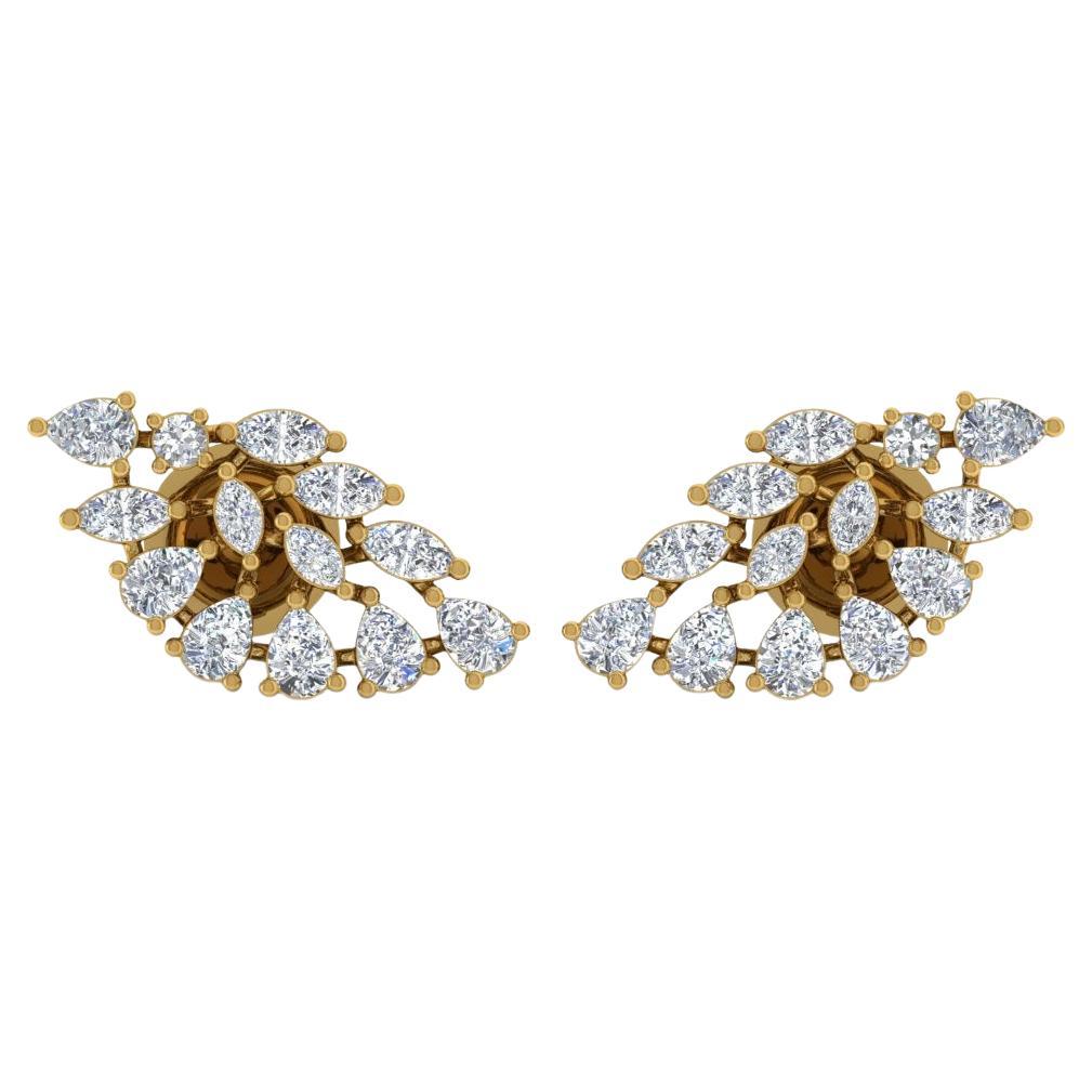 Natural 2.1 Carat SI/H Marquise Pear Round Diamond Earrings 18 Karat Yellow Gold