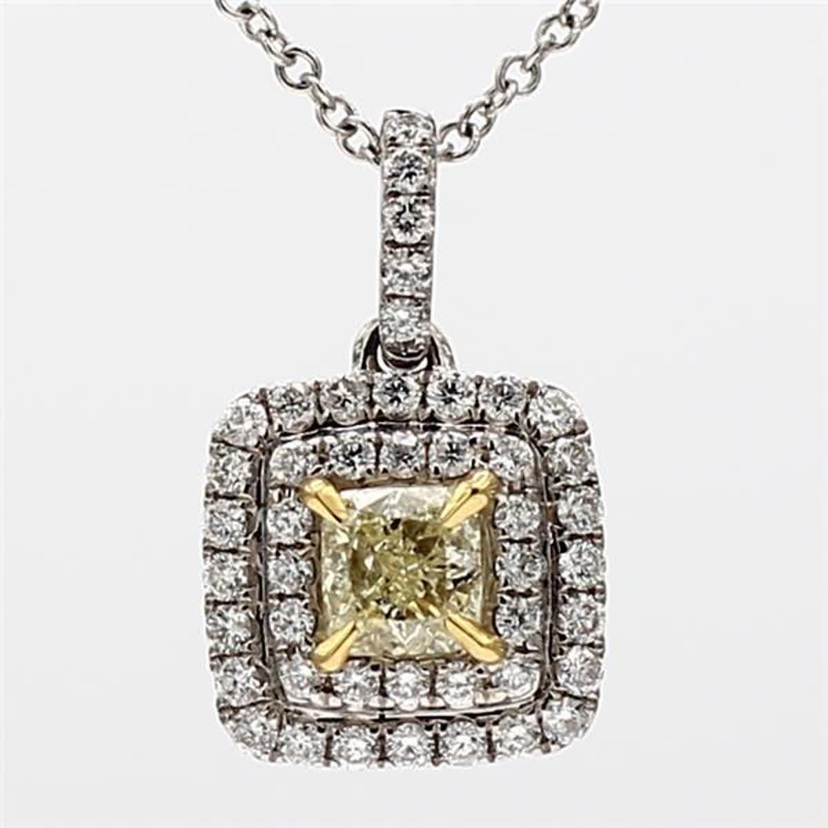 RareGemWorld's classic diamond necklace. Mounted in a beautiful 18K Yellow and White Gold setting with natural radiant cut yellow diamonds. The yellow diamonds are surrounded by small round natural white diamond melee. This necklace is guaranteed to