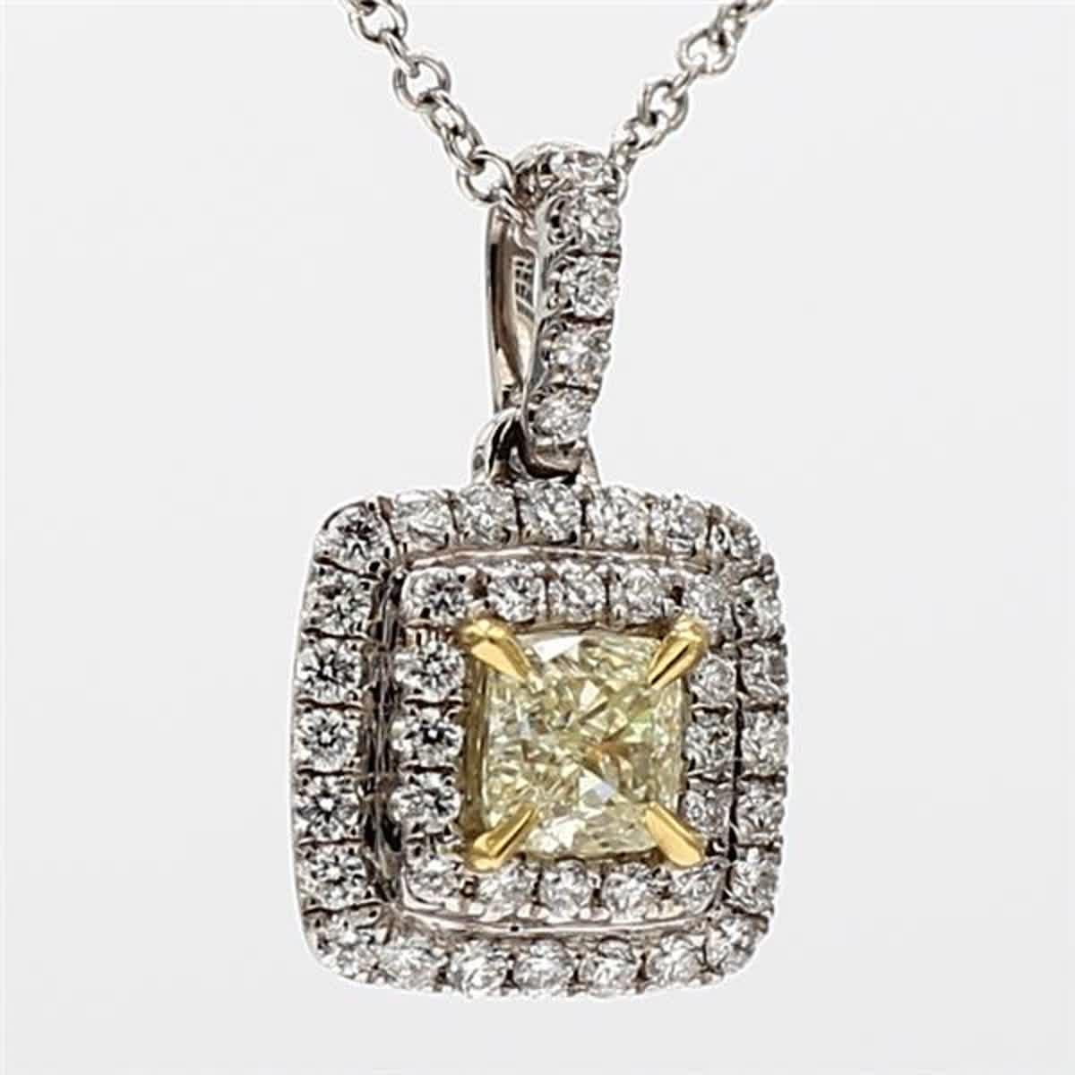 Natural Yellow Radiant and White Diamond .44 Carat TW Gold Drop Pendant For Sale 1