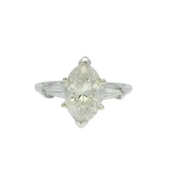 Bague de fiançailles en platine avec diamant marquise naturel de 2,10 carats