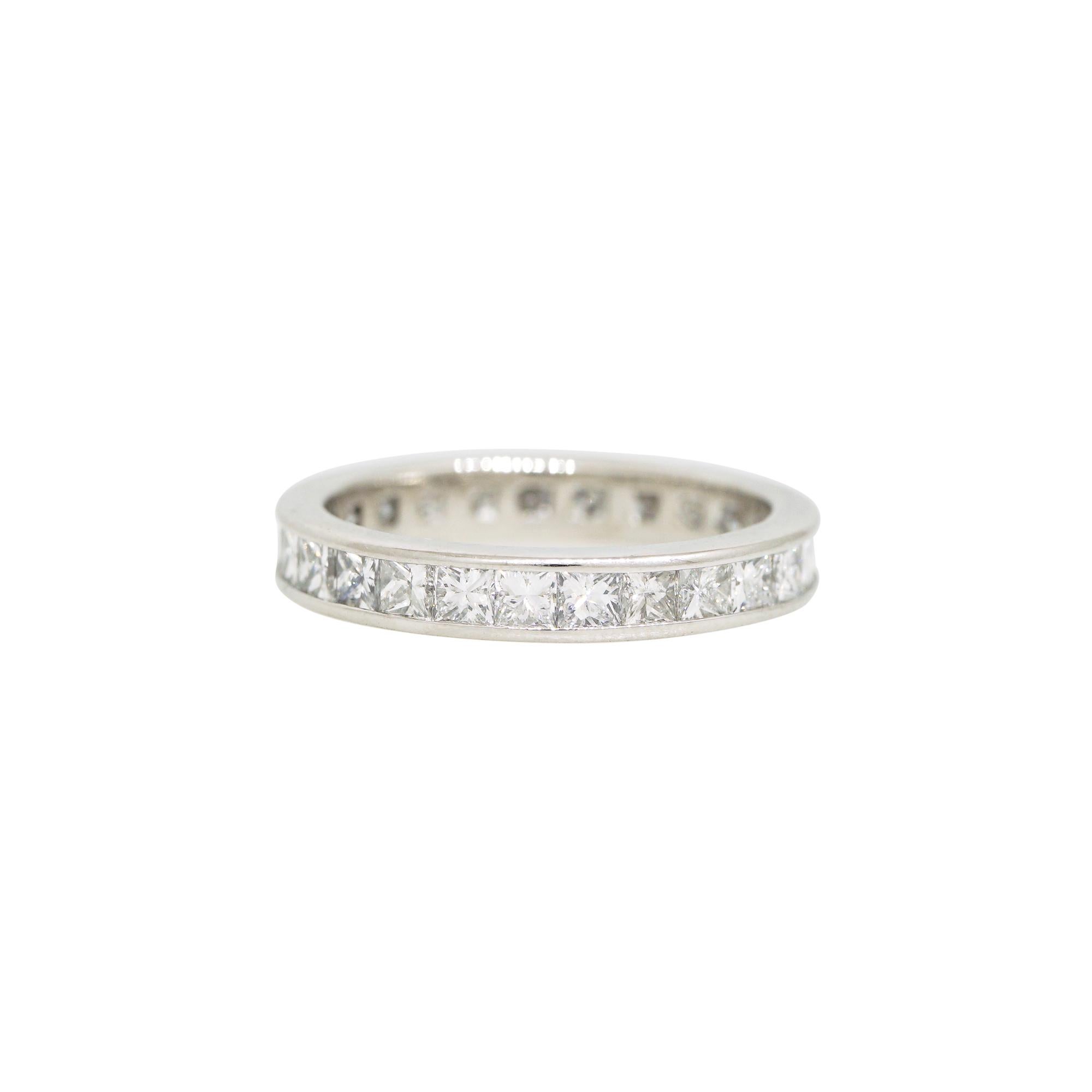 Natural 2.10 Carat Princess Cut Diamond 14-Karat Eternity Band

This natural, princess-cut diamond eternity band/ring is a modern piece of jewelry that can be worn as a wedding band, stackable fashion ring, or both! The natural princess-cut diamonds