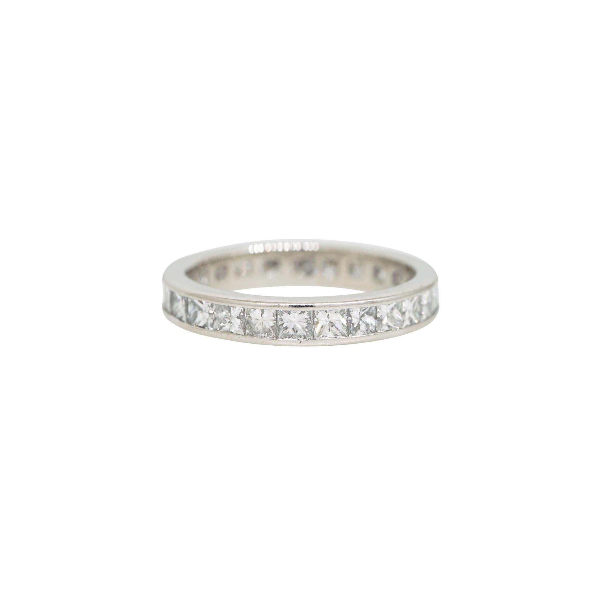 Modern Natural 2.10 Carat Princess Cut Diamond 14-Karat Eternity Band In Stock For Sale