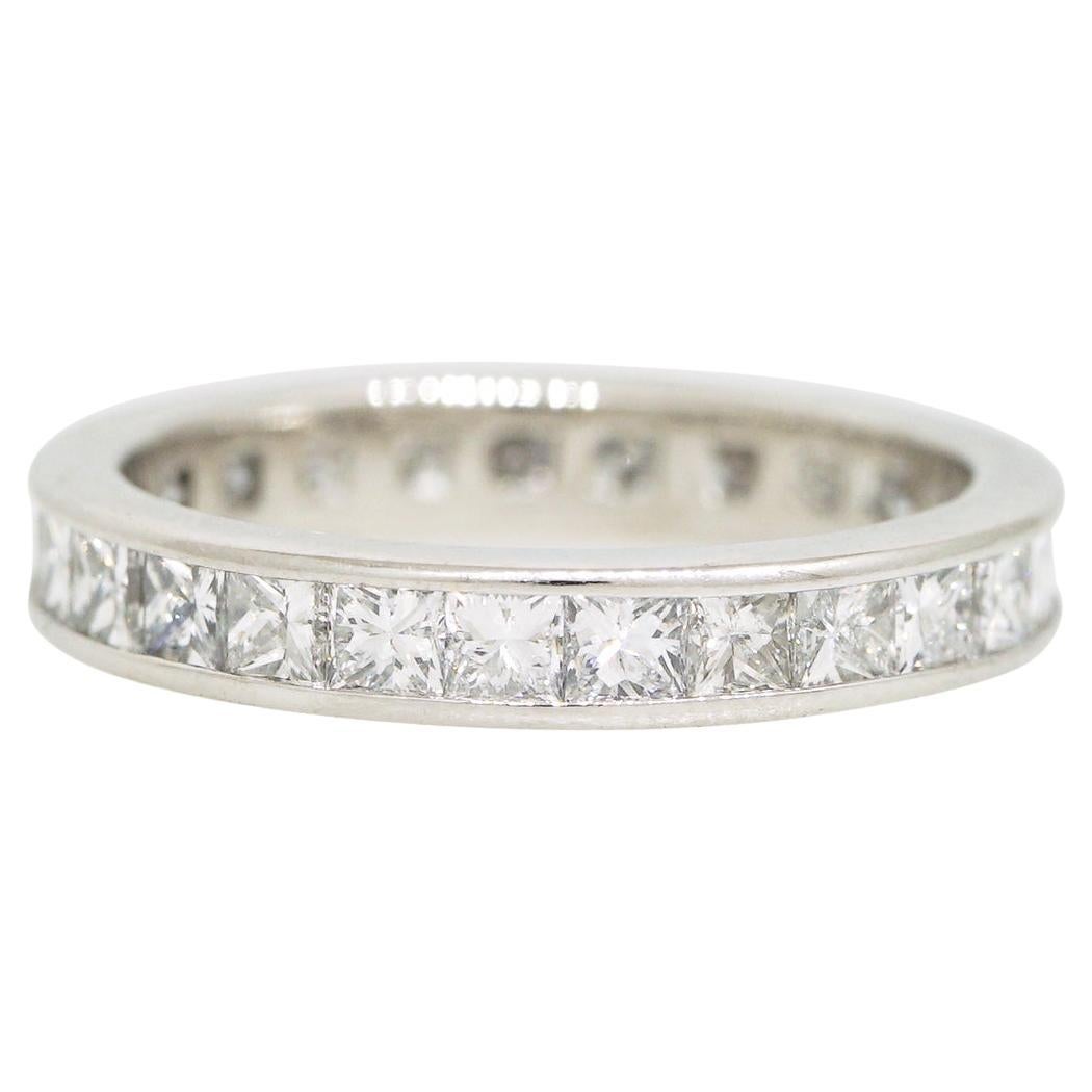 Natural 2.10 Carat Princess Cut Diamond 14-Karat Eternity Band In Stock