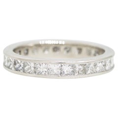 Natural 2.10 Carat Princess Cut Diamond 14-Karat Eternity Band In Stock