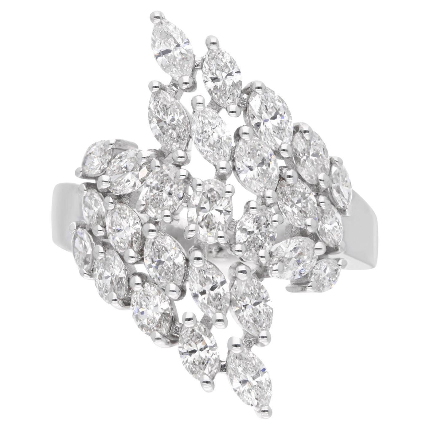 Natural 2.10 Carat SI Clarity HI Color Diamond Ring 18 Karat White Gold Jewelry