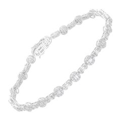 Natural 2.10 Carat SI/H Baguette Diamond Bracelet 14 Karat White Gold Jewelry