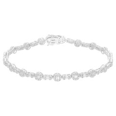 Pulsera de diamantes baguette SI/H naturales de 2,10 quilates Joyas de oro blanco de 14 quilates