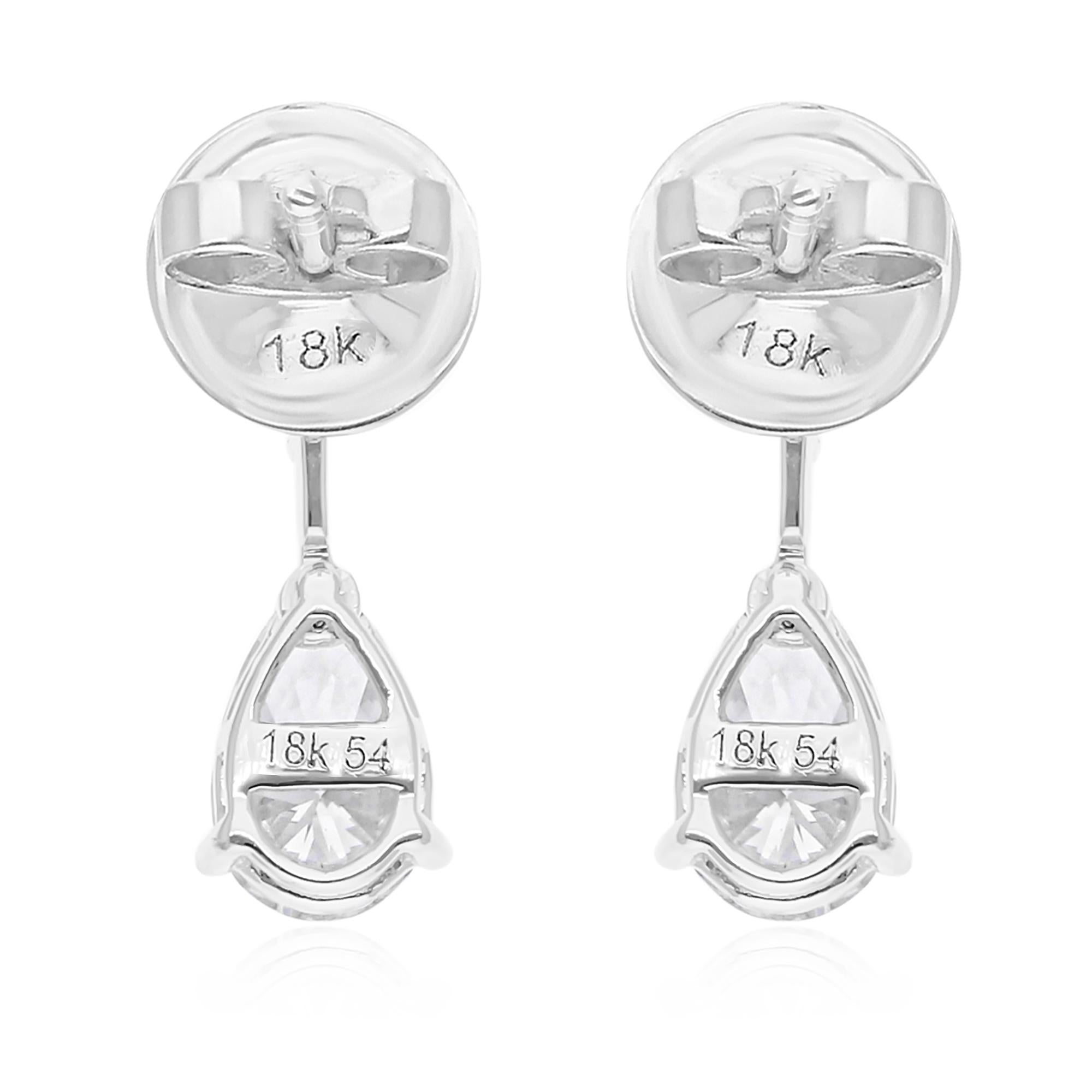 Modern Natural 2.10 Carat SI/H Diamond Dangle Earrings 14 Karat White Gold Fine Jewelry For Sale