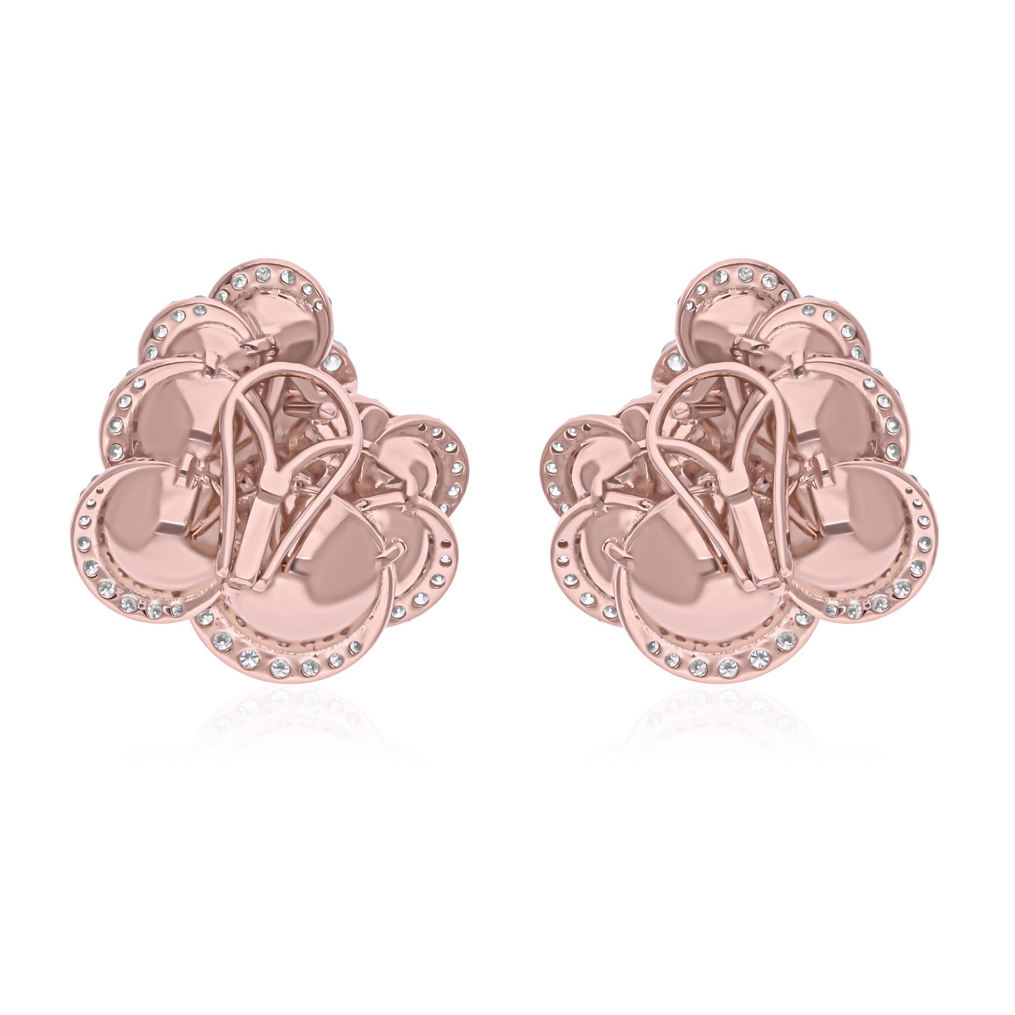 Boucles d'oreilles en or rose 14 carats avec diamants ronds naturels de 2,10 carats SI/H Neuf - En vente à Diera, Dubai