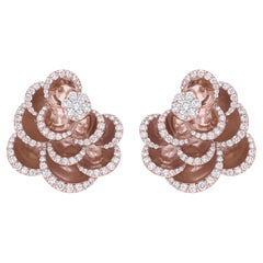 Natürliche 2,10 Karat SI/H runde Diamant-Ohrringe mit Blumenmuster aus 14 Karat Roségold