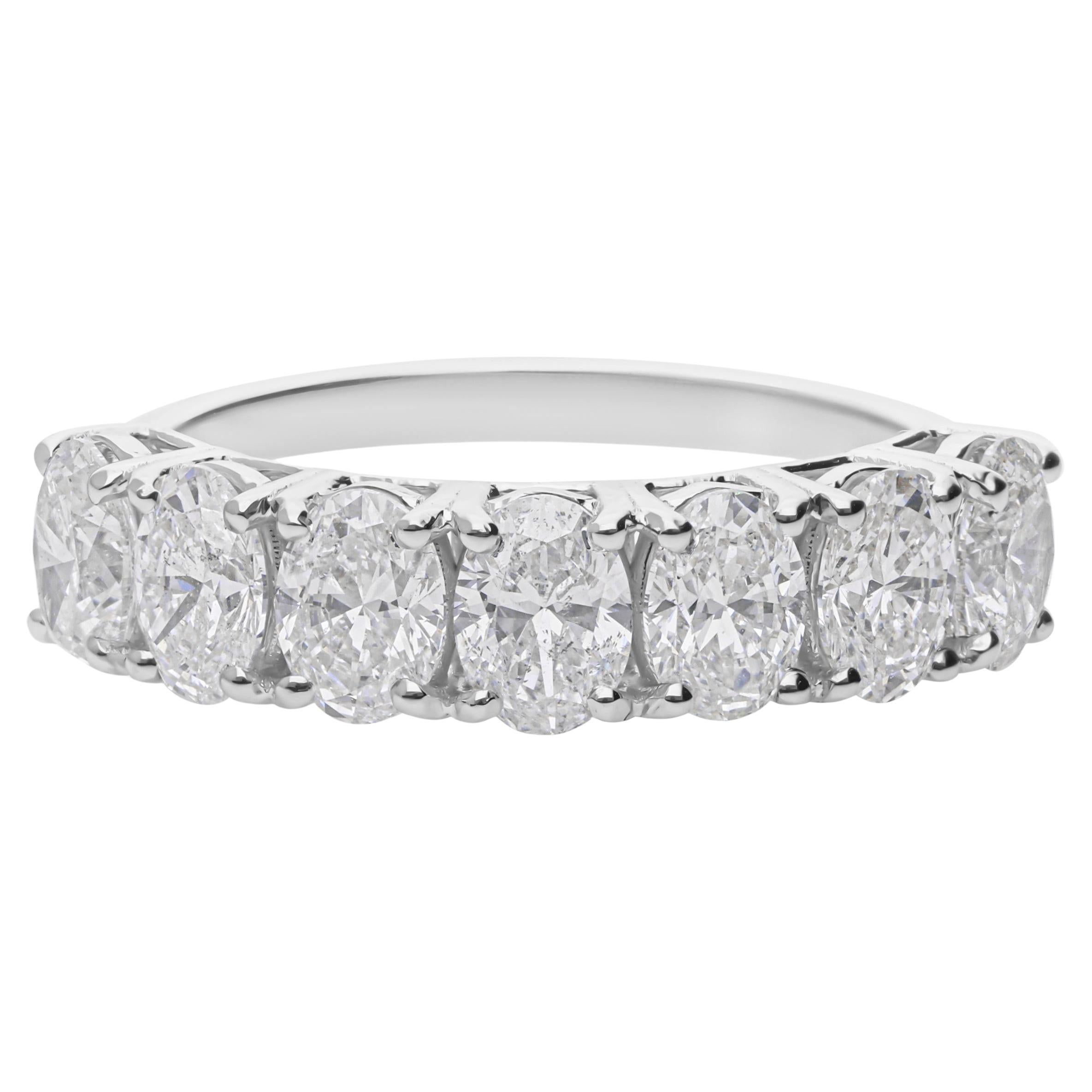 Anillo de diamantes naturales de forma ovalada SI/H de 2,13 quilates Oro blanco de 18 quilates Joyería fina