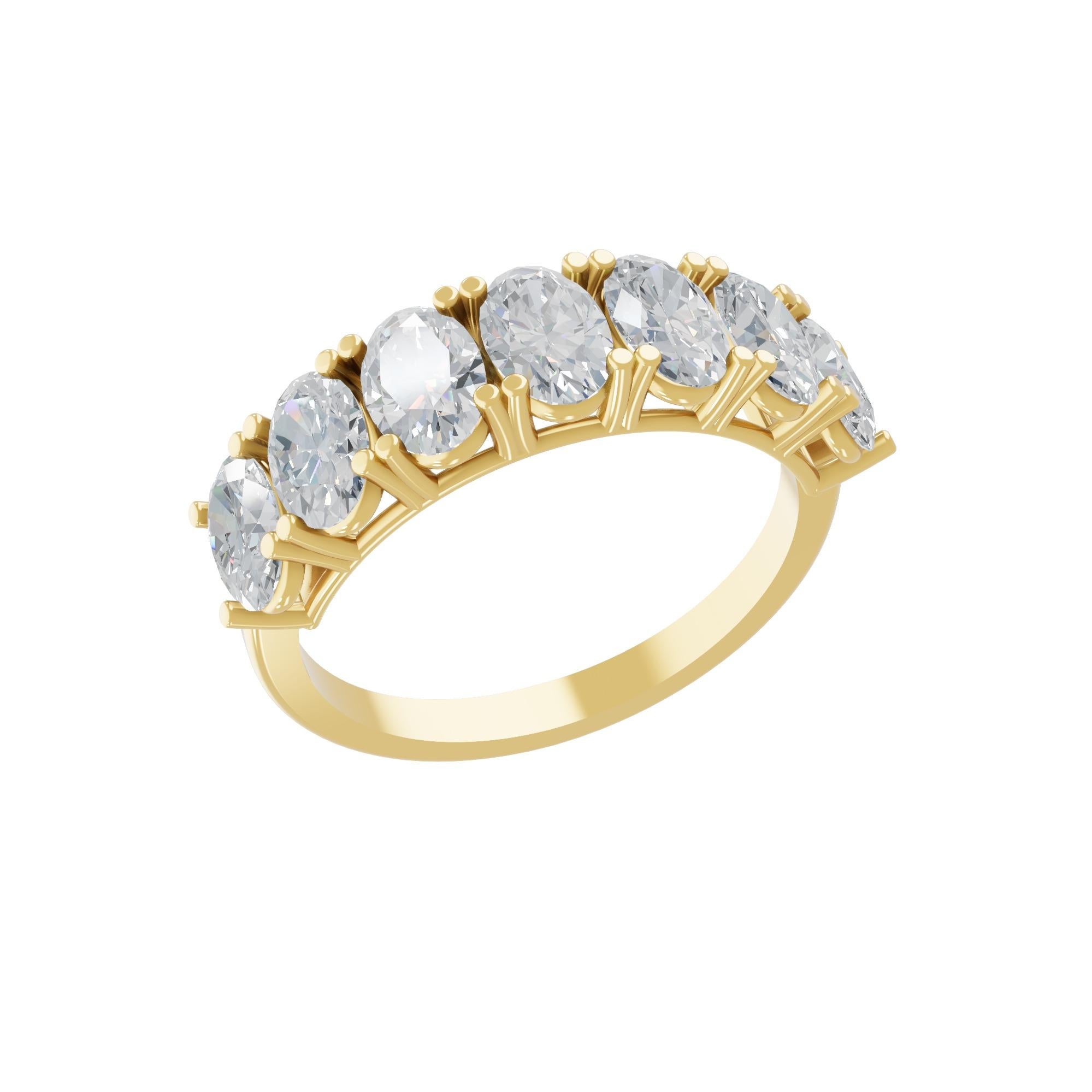 Taglio ovale Anello con diamante naturale di forma ovale da 2,13 carati SI/H Gioielli in oro giallo 18 carati in vendita