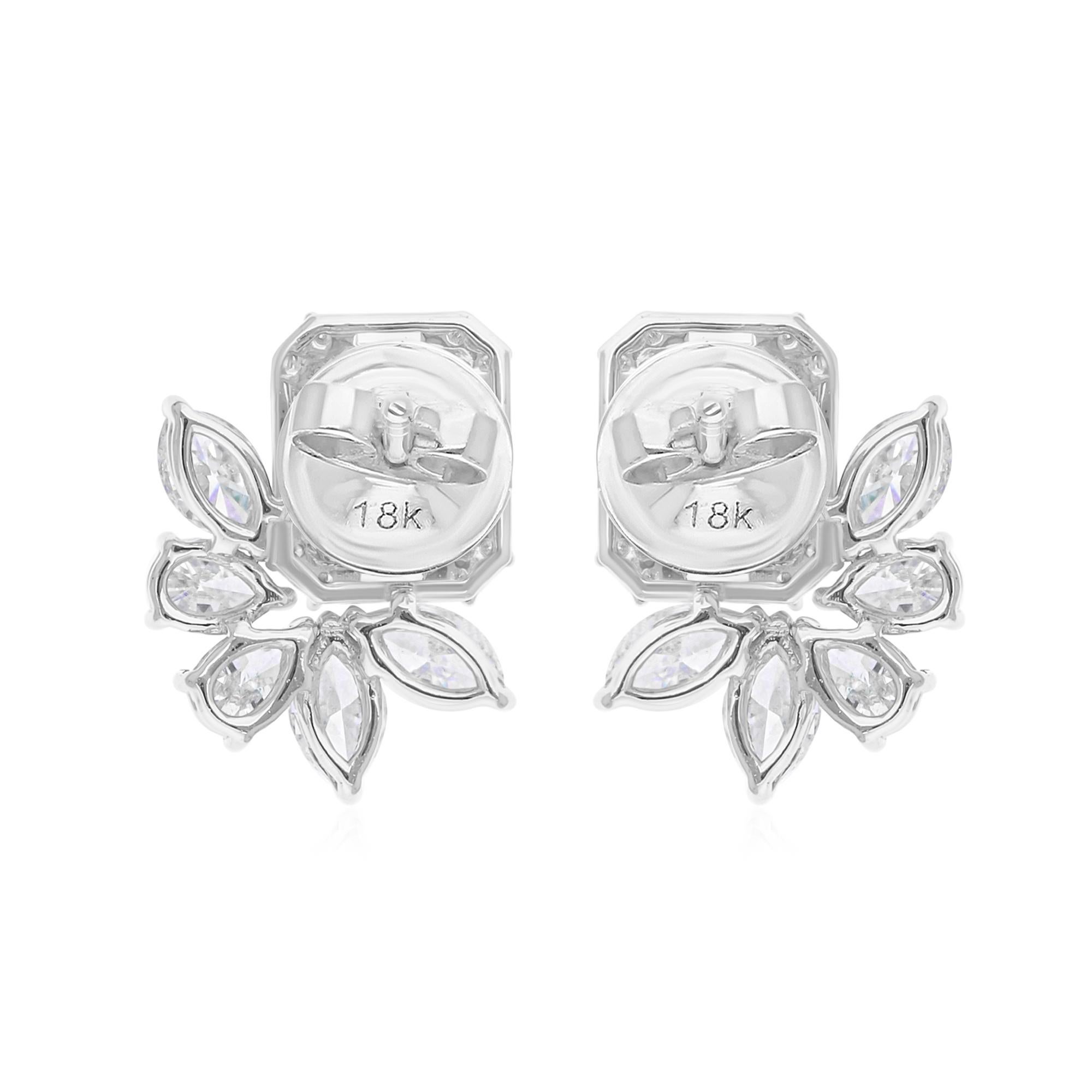 Natural 2.15 Carat SI/H Baguette Diamond Earrings 14 Karat White Gold Jewelry In New Condition For Sale In Diera, Dubai