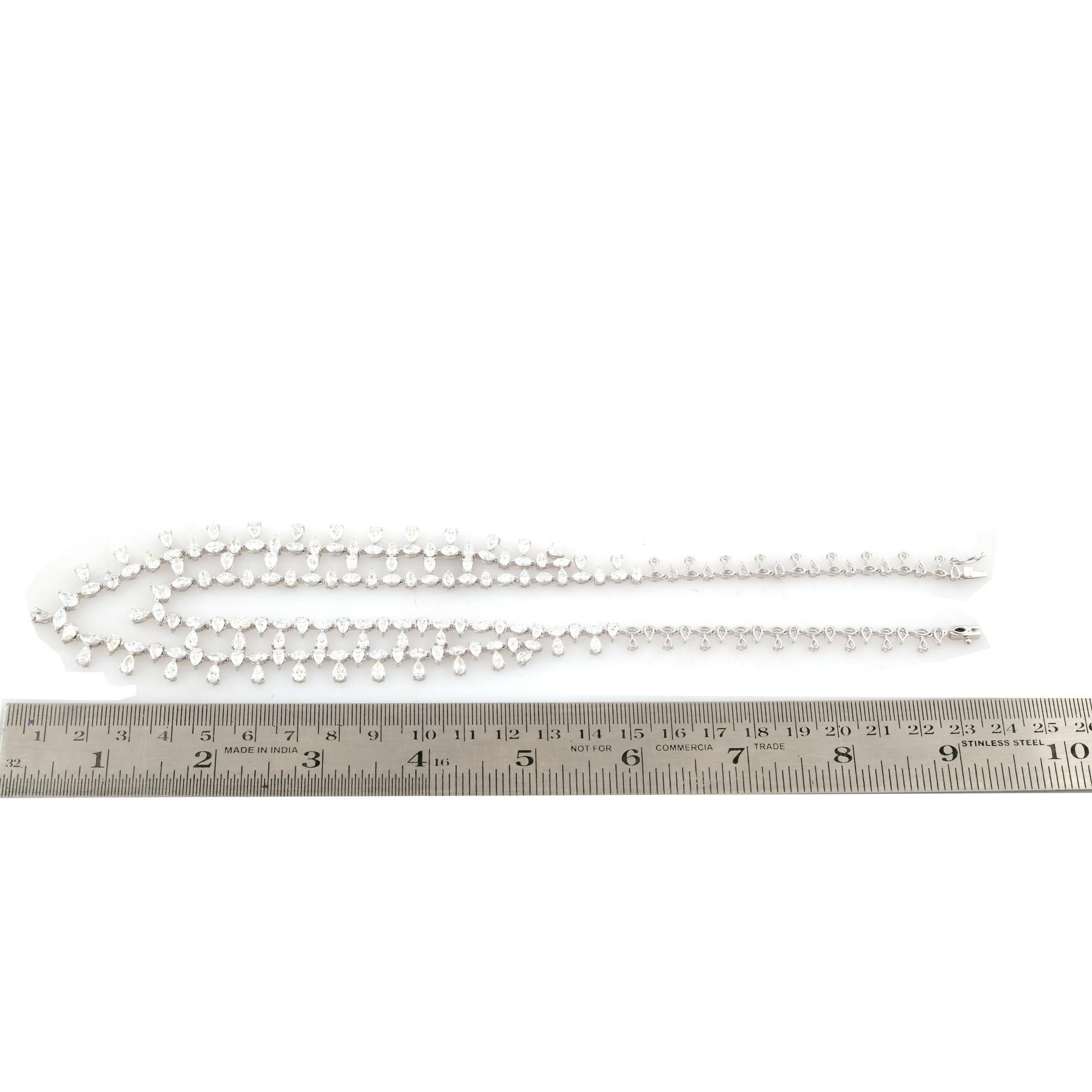Natural 21.85 Carat Pear Marquise Diamond Necklace 18 Karat White Gold Jewelry In New Condition For Sale In Diera, Dubai