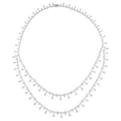 Natural 21.85 Carat Pear Marquise Diamond Necklace 18 Karat White Gold Jewelry