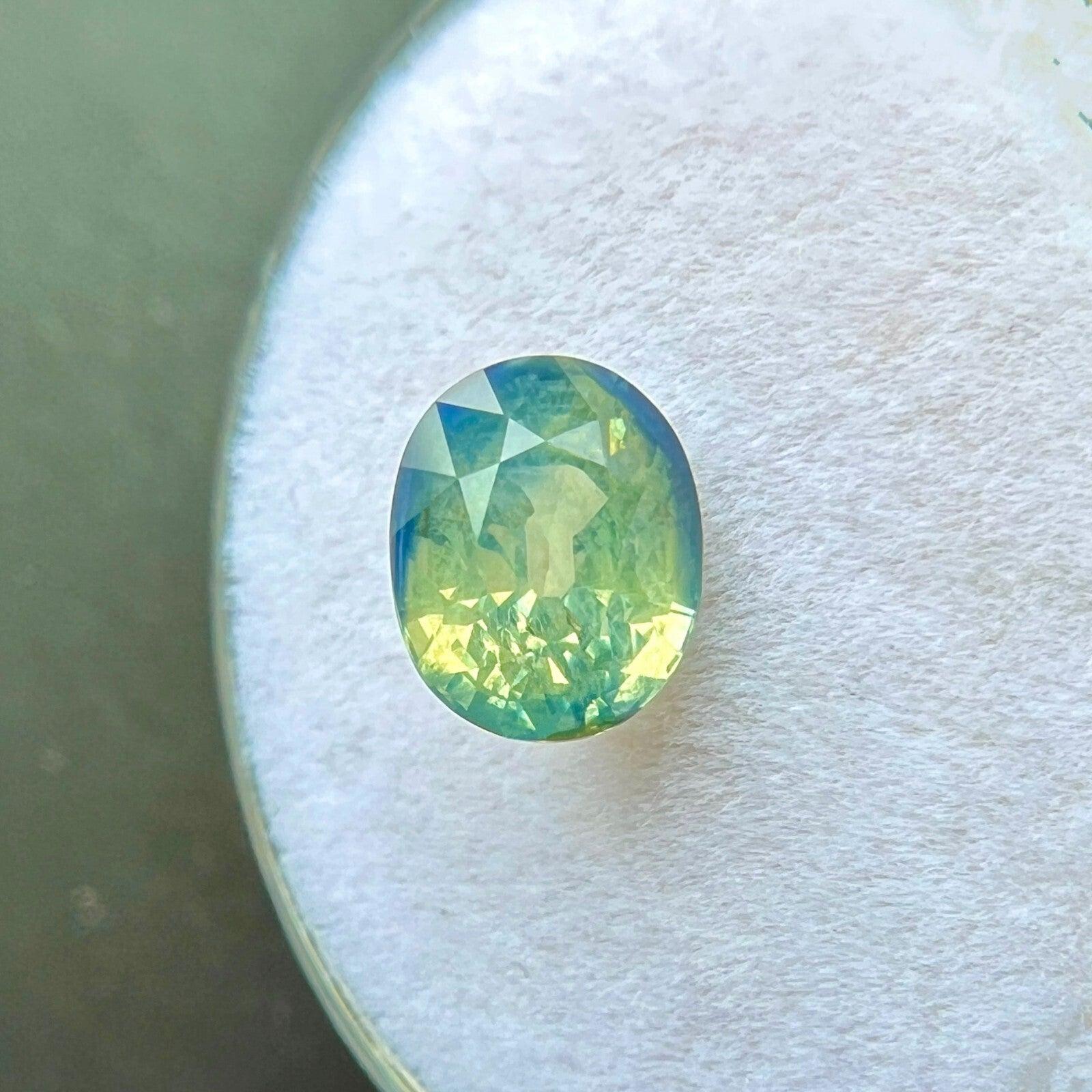 Nature 2.18ct Bi Colour Winza Sapphire Blue Green Unheated Oval Gem 7.5x6.2mm Neuf - En vente à Birmingham, GB