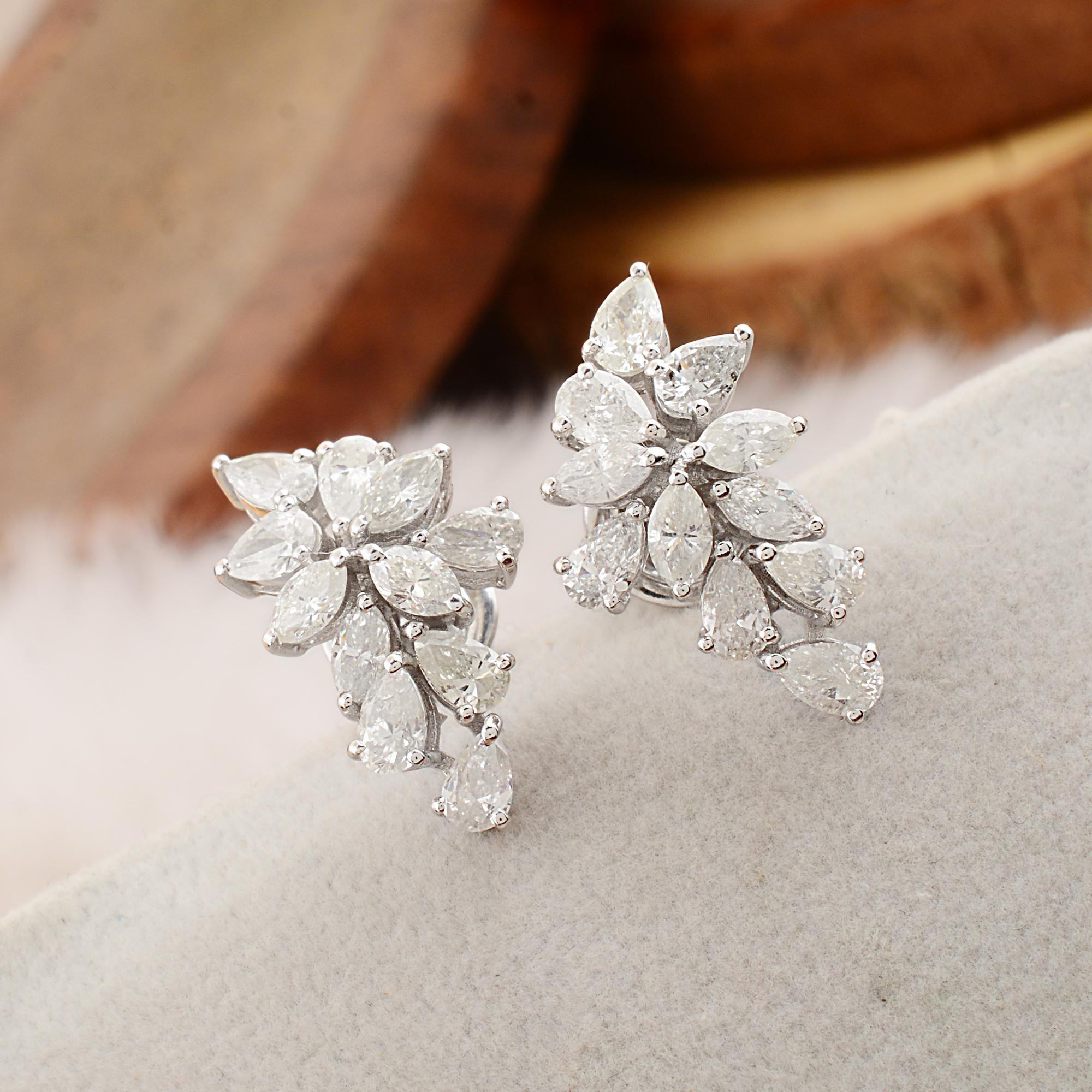 Natural 2.2 Carat SI/H Marquise & Pear Diamond Stud Earrings 10 Karat White Gold Moderno en venta