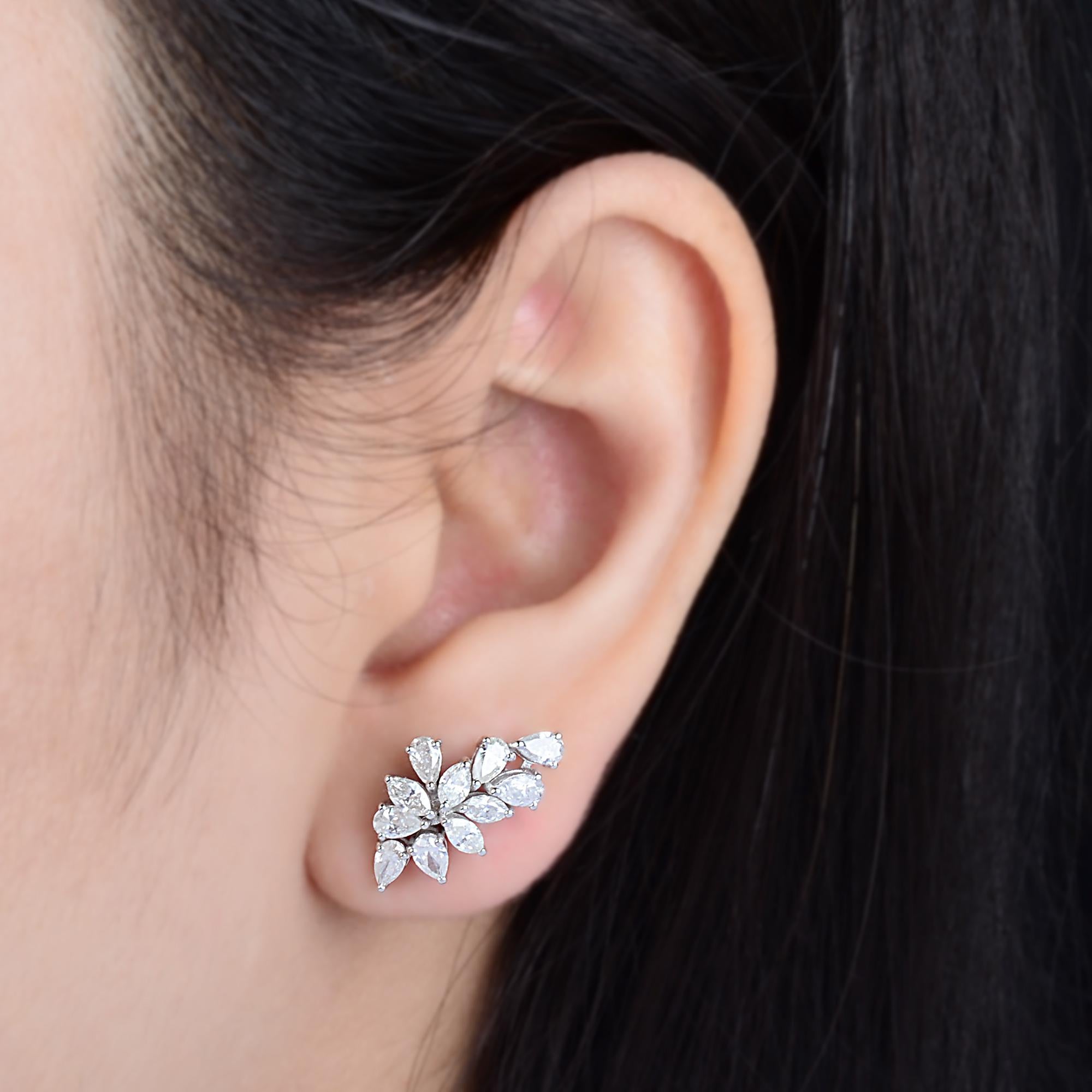 Natural 2.2 Carat SI/H Marquise & Pear Diamond Stud Earrings 10 Karat White Gold Corte marquesa en venta