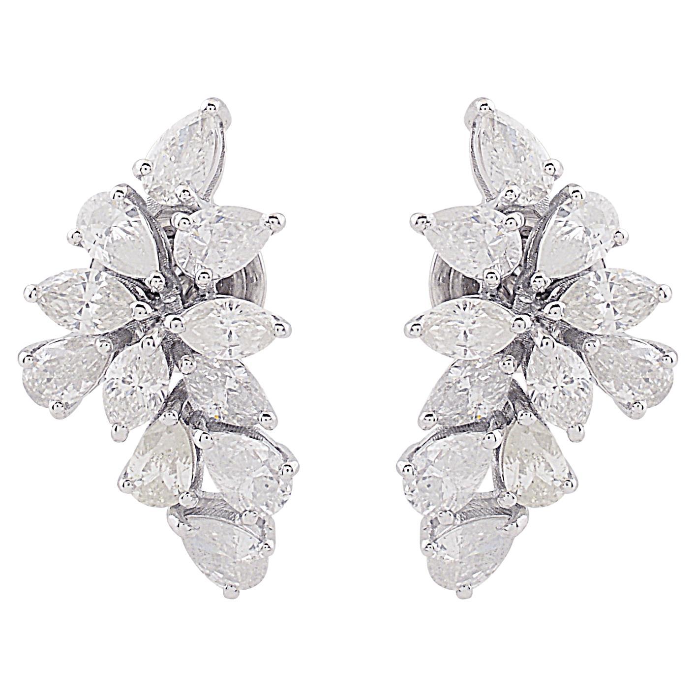 Natural 2.2 Carat SI/H Marquise & Pear Diamond Stud Earrings 10 Karat White Gold
