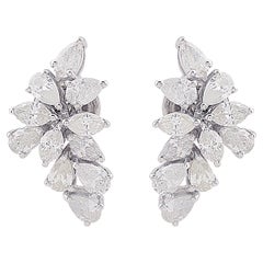 Natural 2.2 Carat SI/H Marquise & Pear Diamond Stud Earrings 10 Karat White Gold