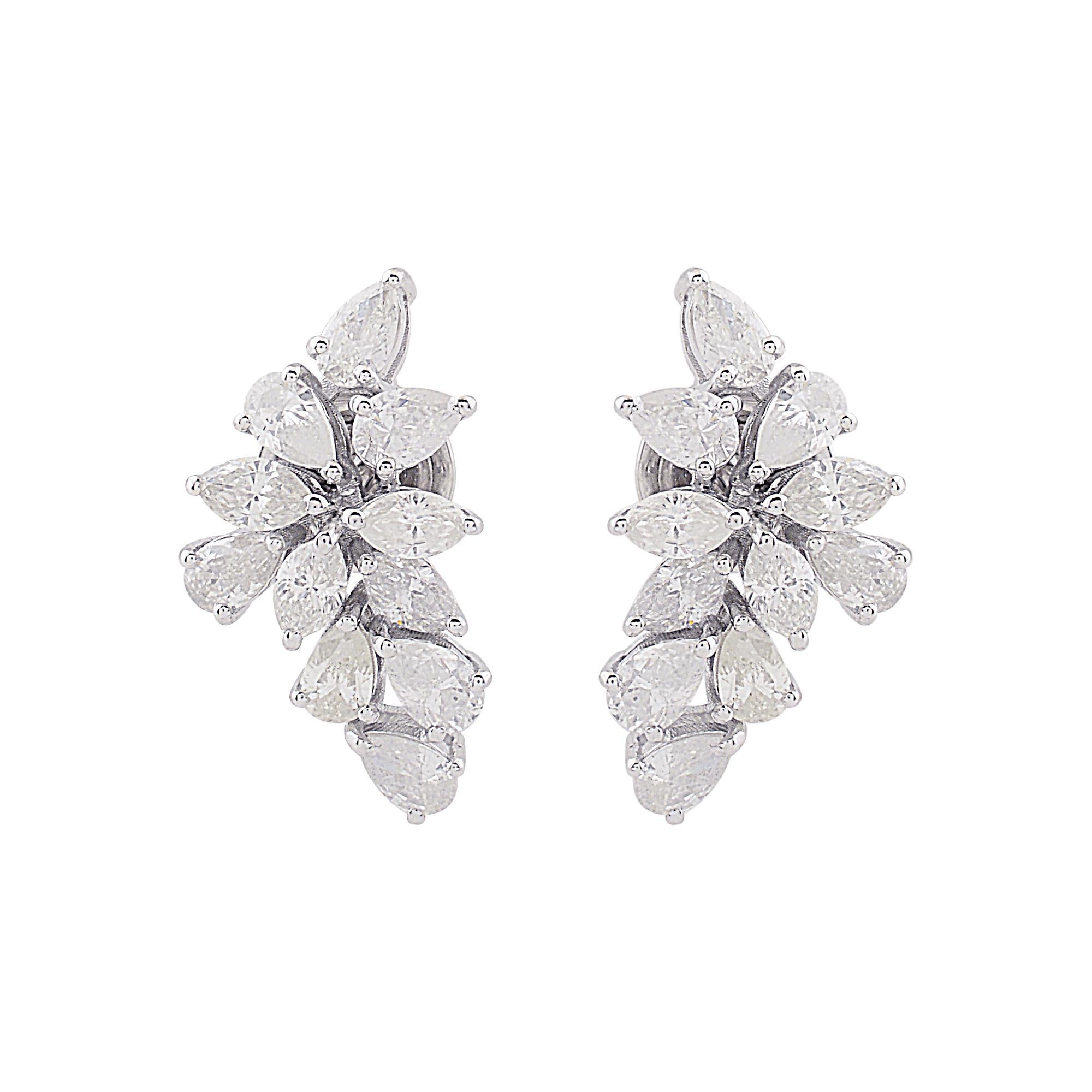 Natural 2.2 Carat SI/H Marquise
Pear Diamond Stud Earrings 10 Karat White Gold