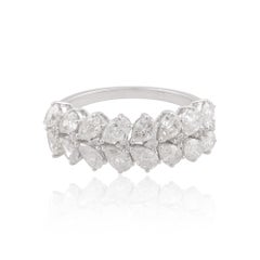 Natural 2.2 Carat SI/H Pear Diamond Half Eternity Band Ring 18 Karat White Gold