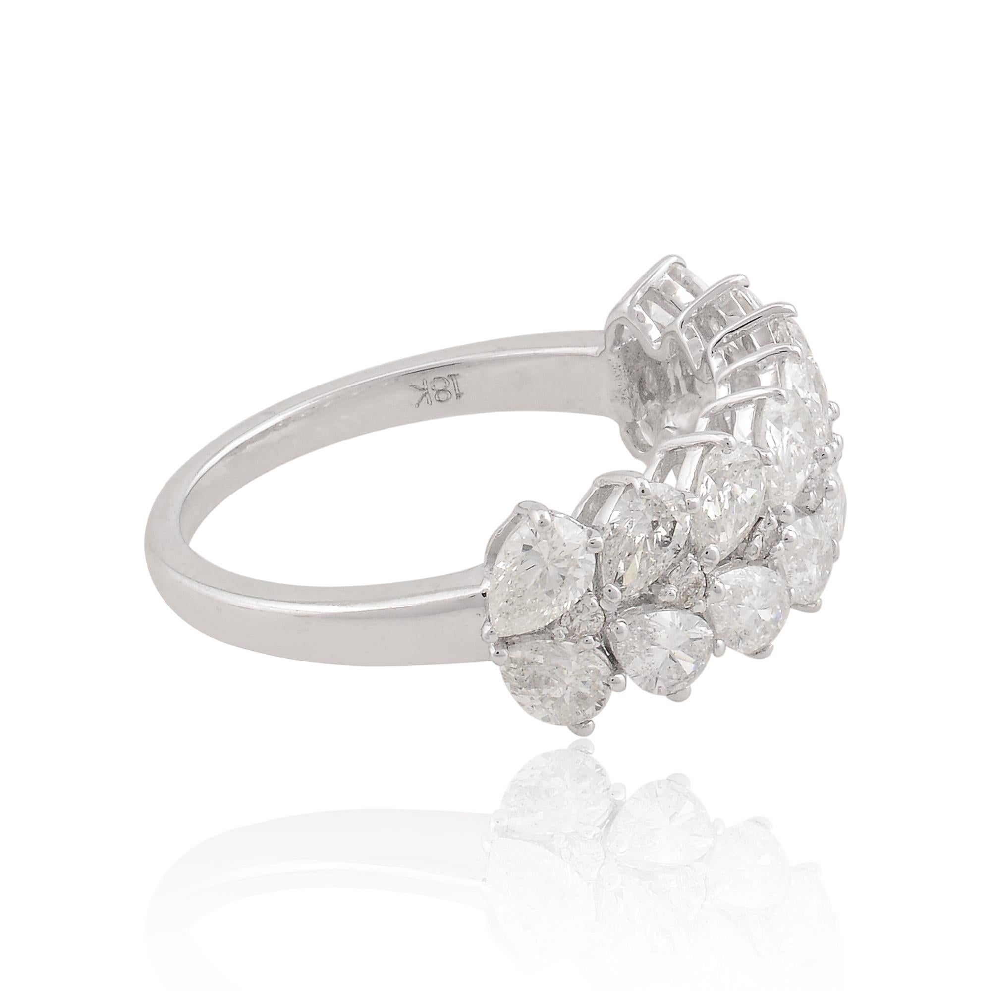 Anillo de media alianza de diamantes pera SI/H naturales de 2,2 quilates y oro blanco de 18 quilates Corte pera en venta