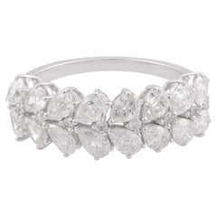 Bague d'éternité en or blanc 18 carats avec diamant poire naturel de 2,2 carats SI/H