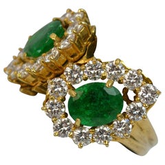 Vintage Natural 2.20 Carat Emerald and 2.00 Carat Diamond 18 Carat Gold Cluster Ring